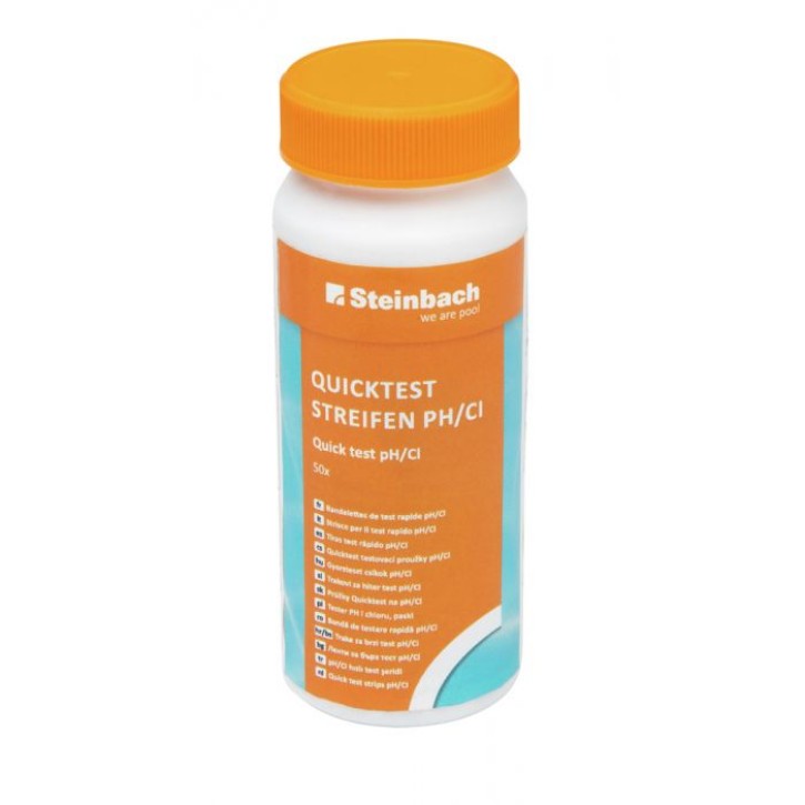 Wasserteststreifen Quicktest 50er Pack für Chlor/PH